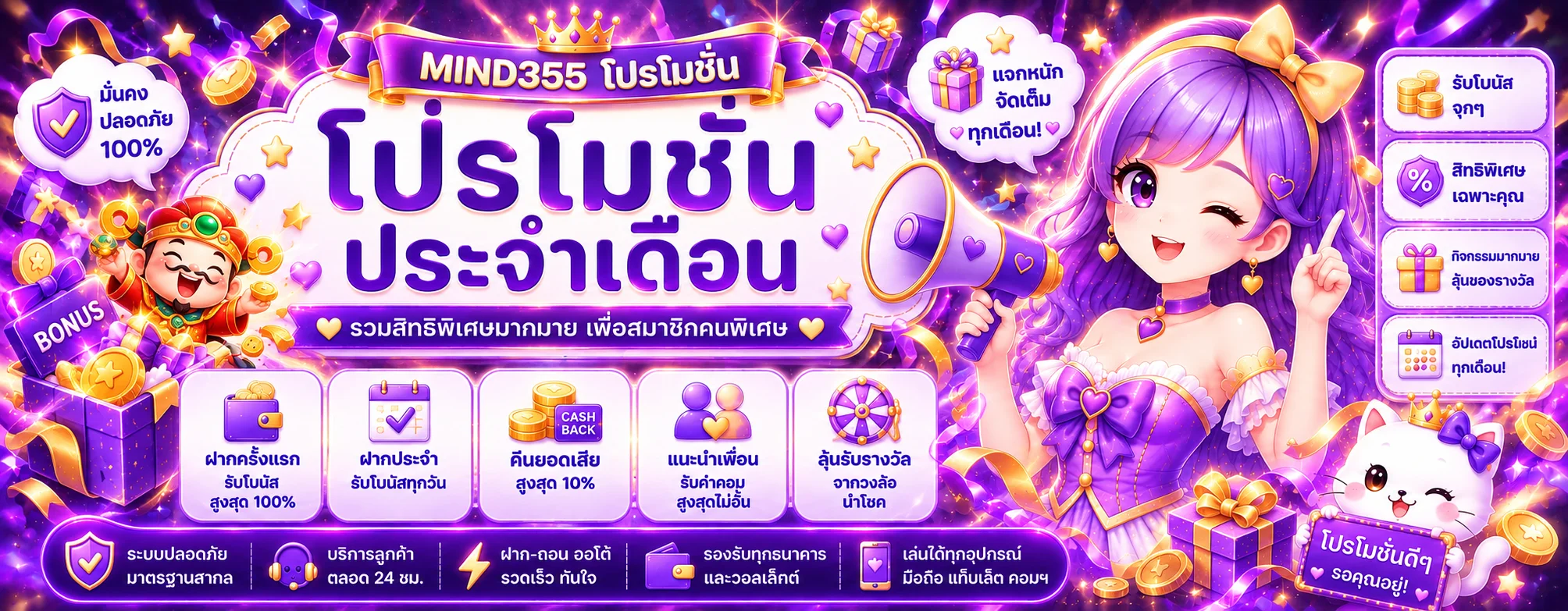 MIND355 โปรโมชั่นประจำเดือนและสิทธิ์สมาชิก